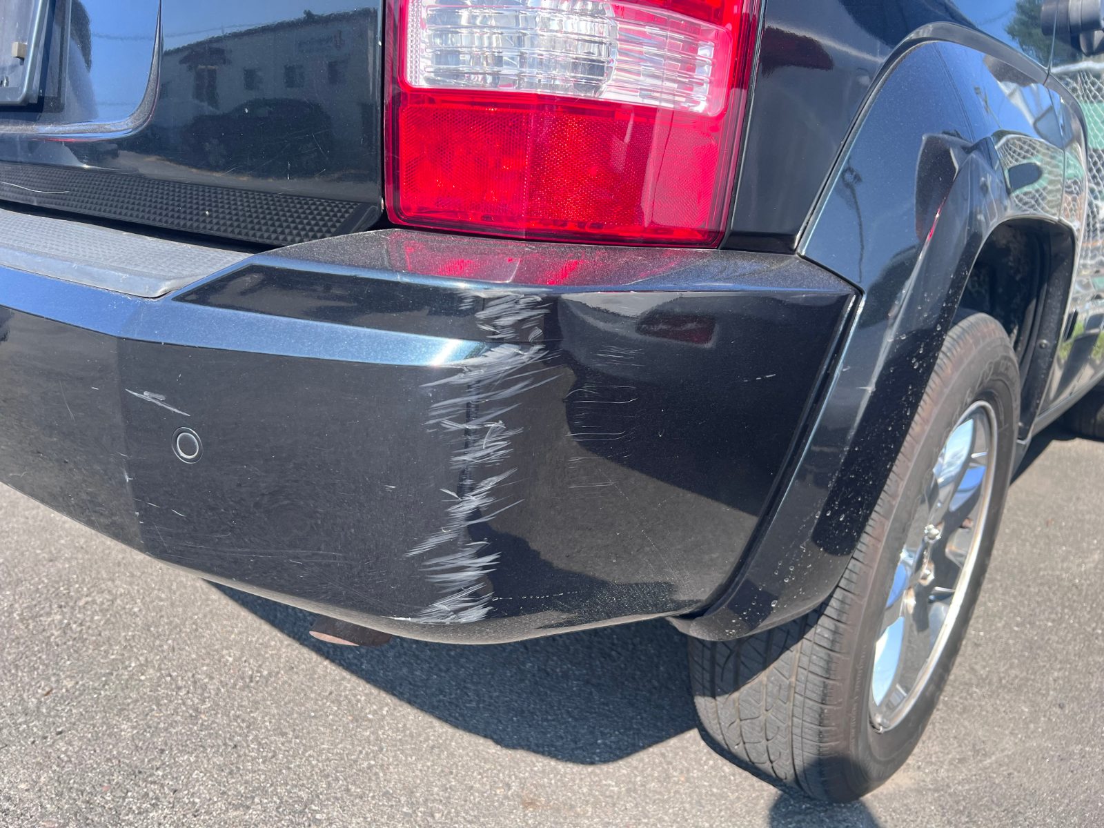 Passenger rear bumper.